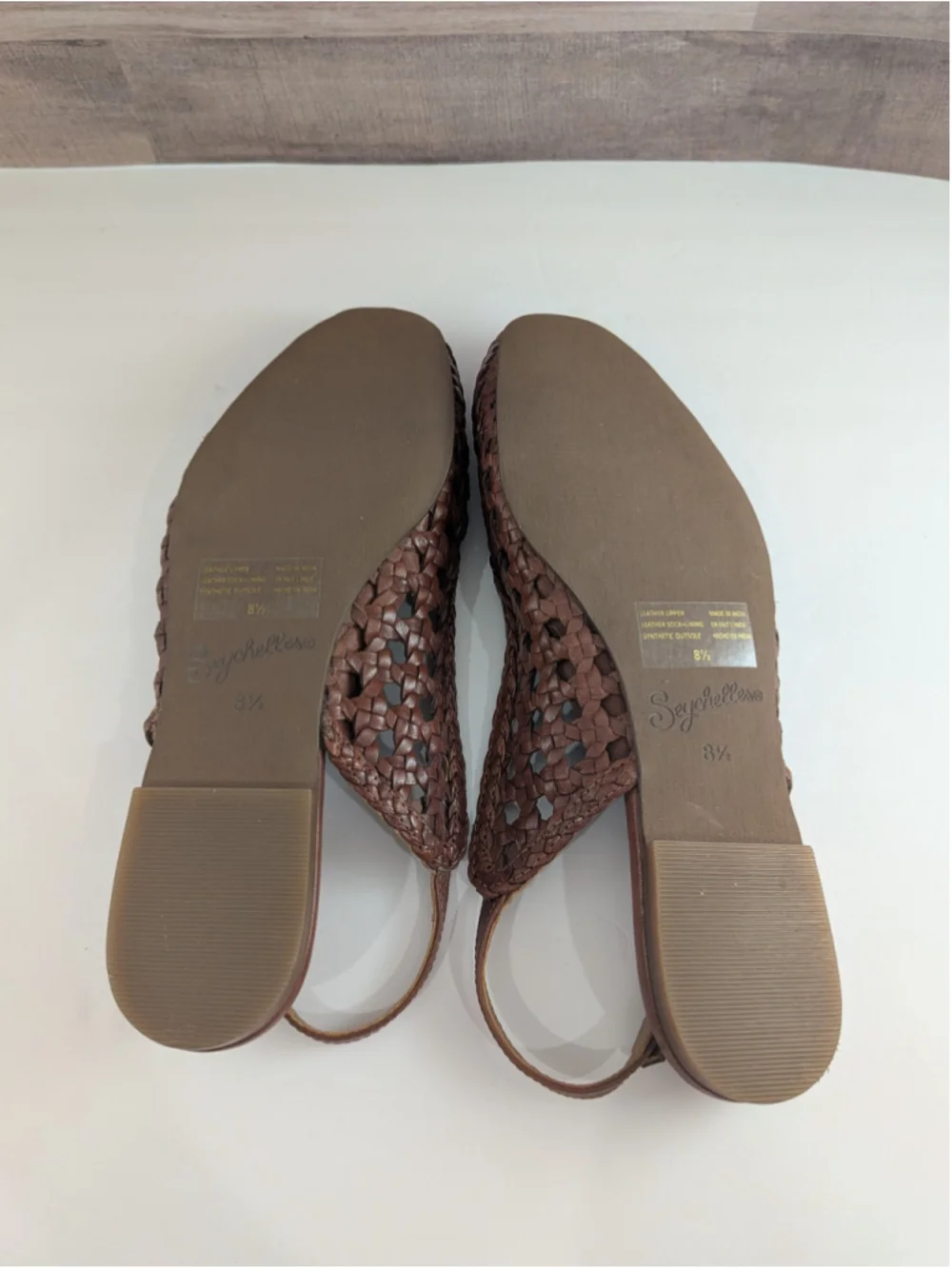 Women's Seychelles Brown Woven Leather Slingback Flats 8.5